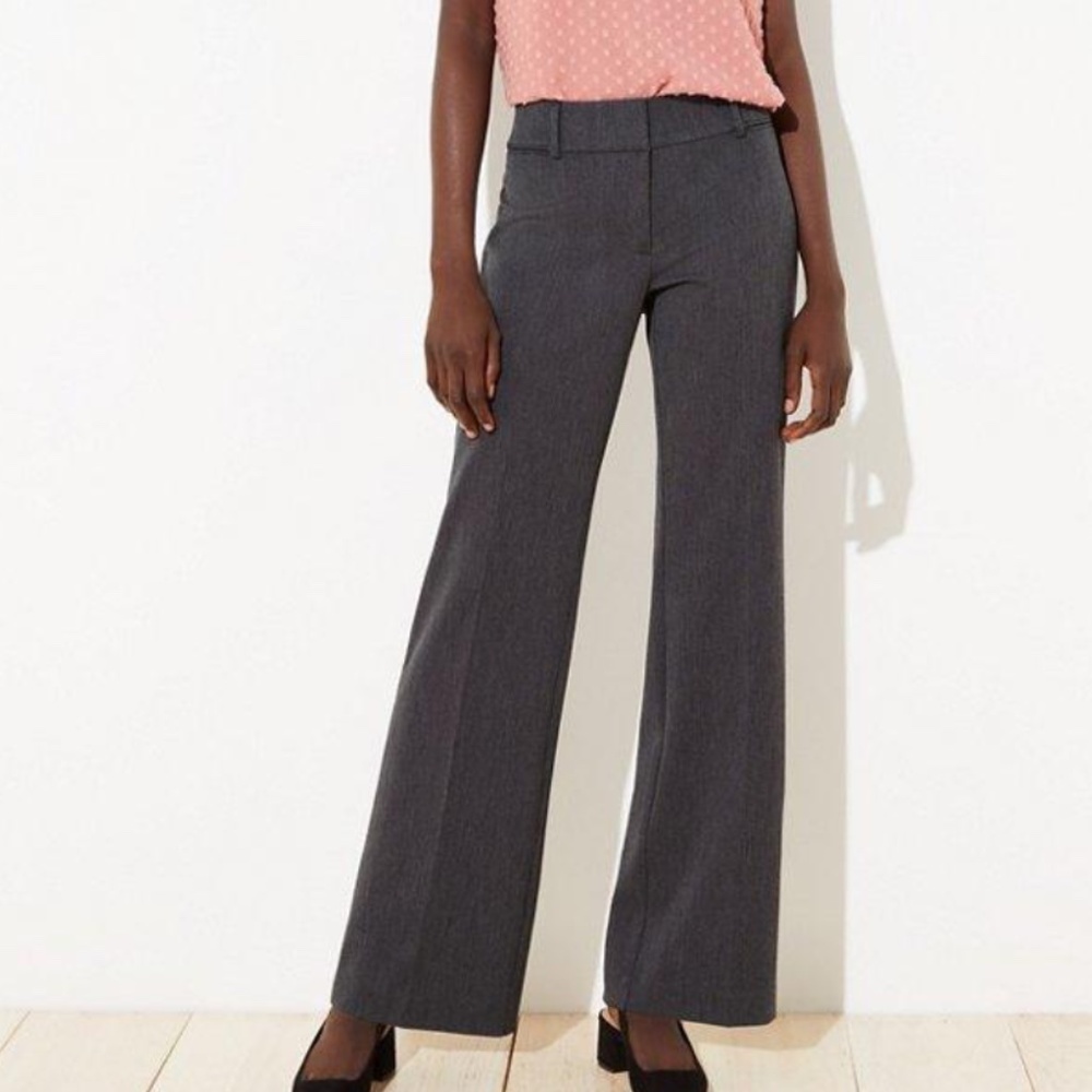 LOFT Curvy Fit Textured Trousers